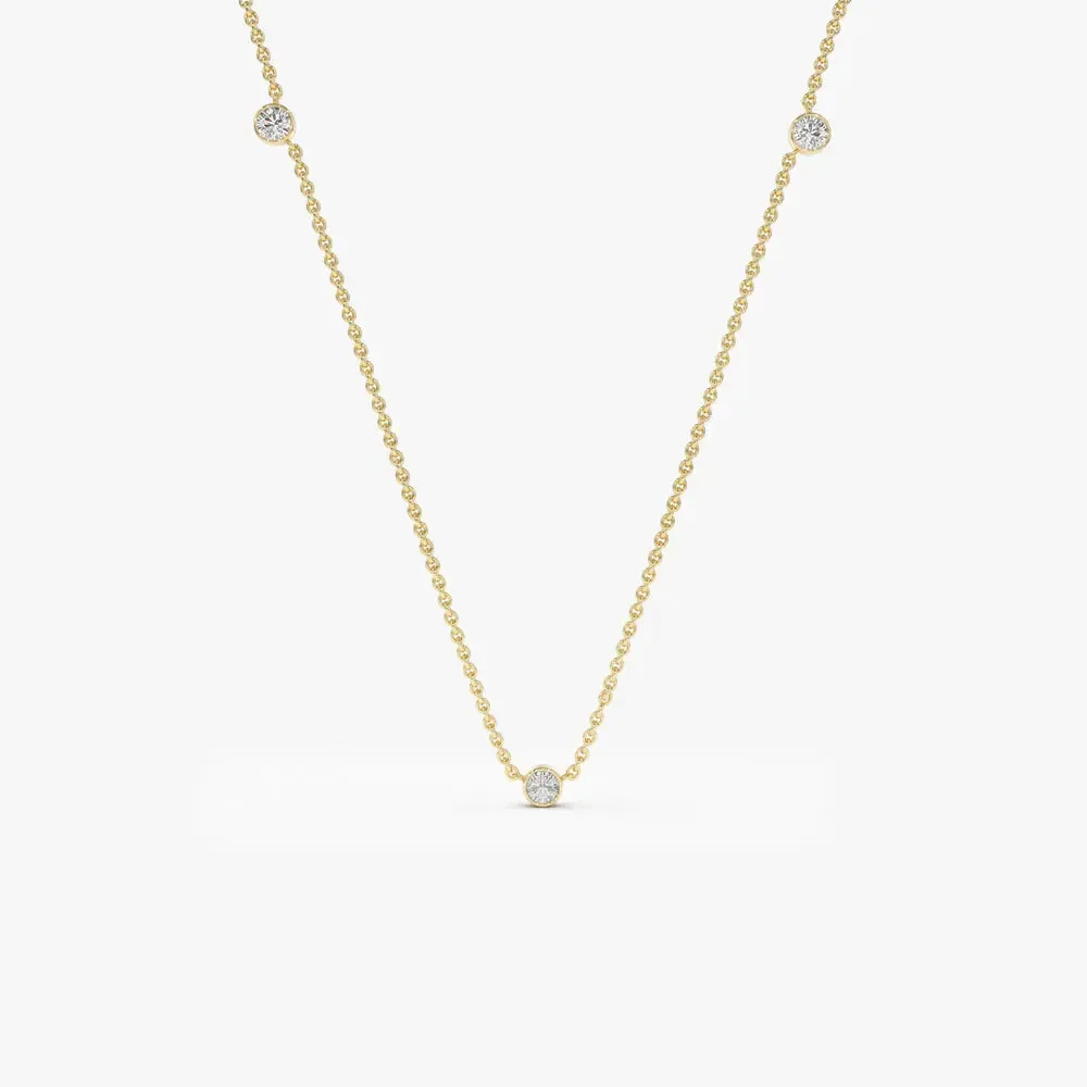 0.19CTW 3 Stone Bezel Set Diamond Necklace