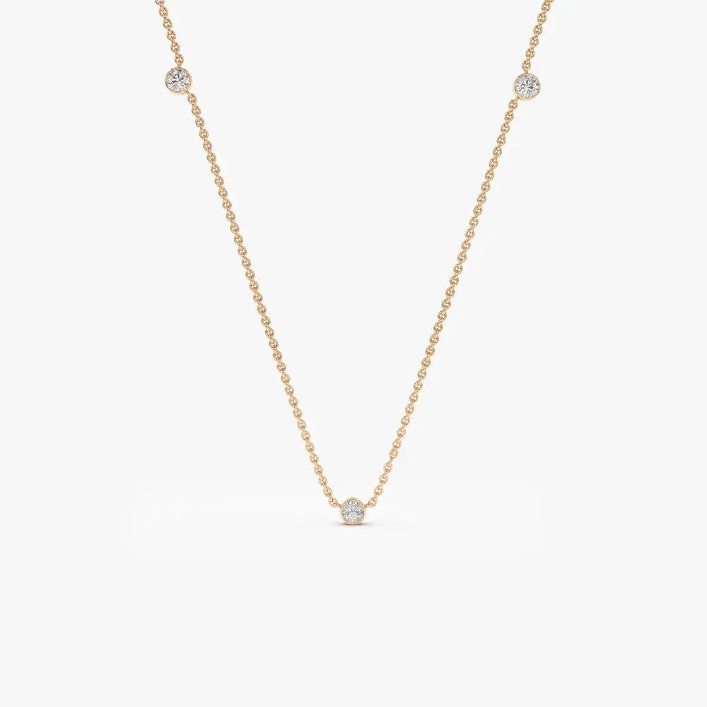 0.19CTW 3 Stone Bezel Set Diamond Necklace