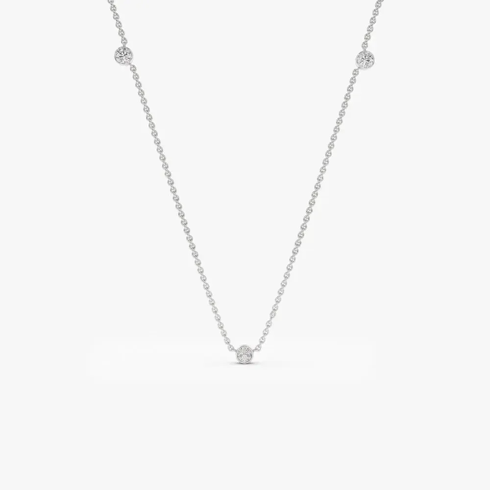 0.19CTW 3 Stone Bezel Set Diamond Necklace