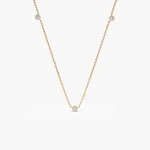 0.19CTW 3 Stone Bezel Set Diamond Necklace