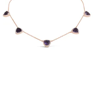 0.40ct Diamond & 5.10ct Amethyst 14k Rose Gold Necklace