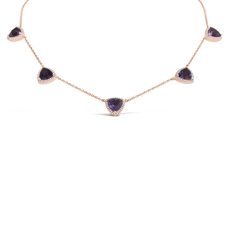 0.40ct Diamond & 5.10ct Amethyst 14k Rose Gold Necklace