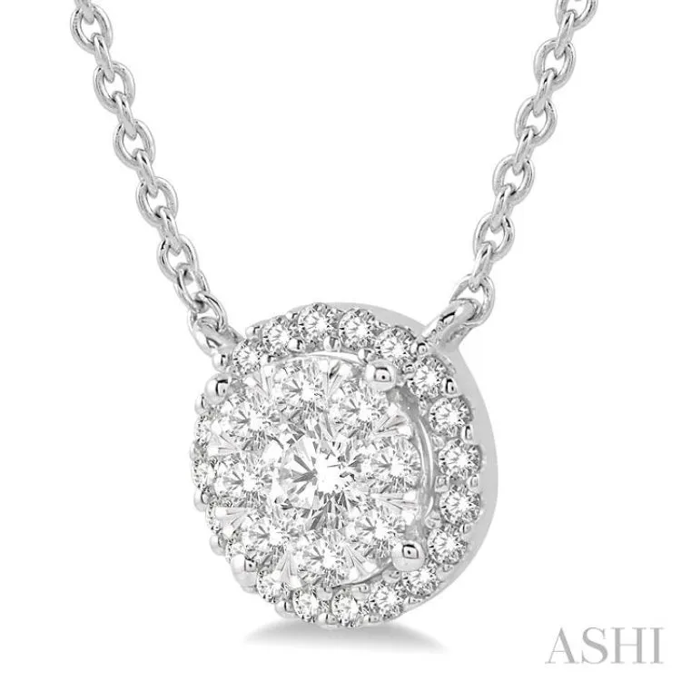 1 ctw Circular Pendant Round Cut Diamond Lovebright Necklace in 14K White Gold