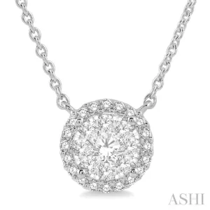 1 ctw Circular Pendant Round Cut Diamond Lovebright Necklace in 14K White Gold