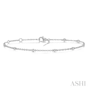 10K White Gold Diamond Station Bracelet, 0.15 Carat TW