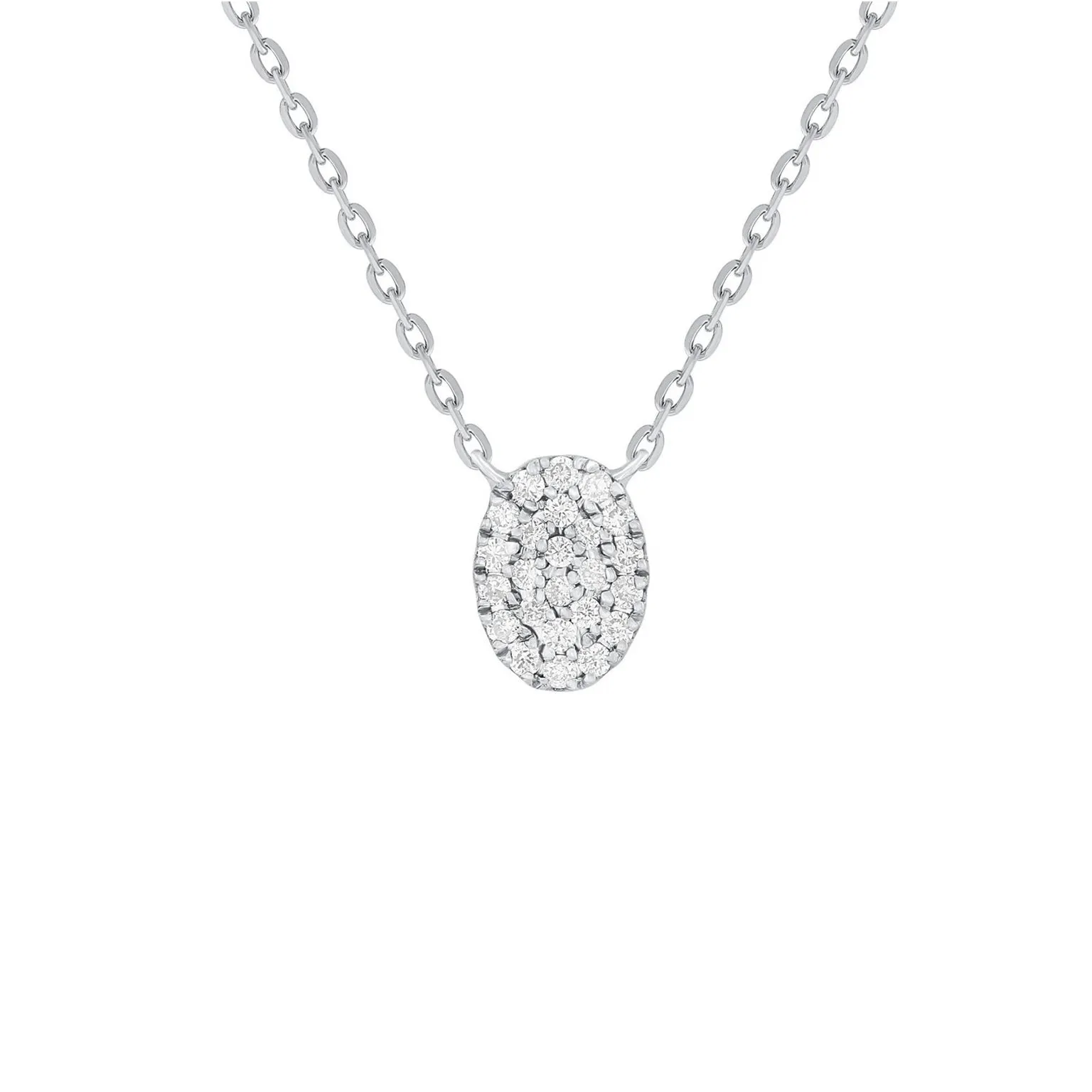 14K 24D0.13CT OVAL DIAMOND DISC NECKLACE (118N402400W14)