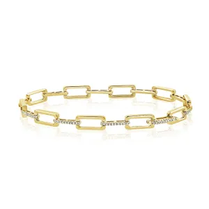 14k Gold & Diamond Rectangle Link Bracelet - 0.33ct
