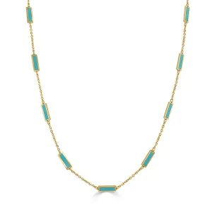 14k Gold & Turquoise Station Necklace
