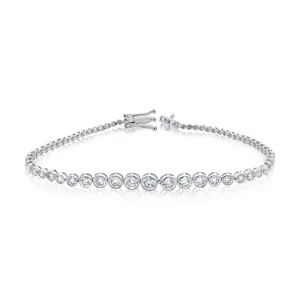14k Gold Bezel-Set Diamond Tennis Bracelet - 3.26ct