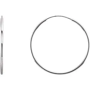 14K White Endless Tube 20 mm Hoop Earring