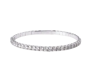 14k White Gold Flexible Diamond Bangle Bracelet - 3.87cttw
