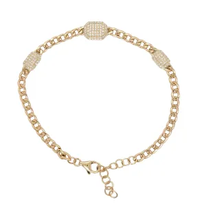 14K Yellow Gold Pave Station Bracelet