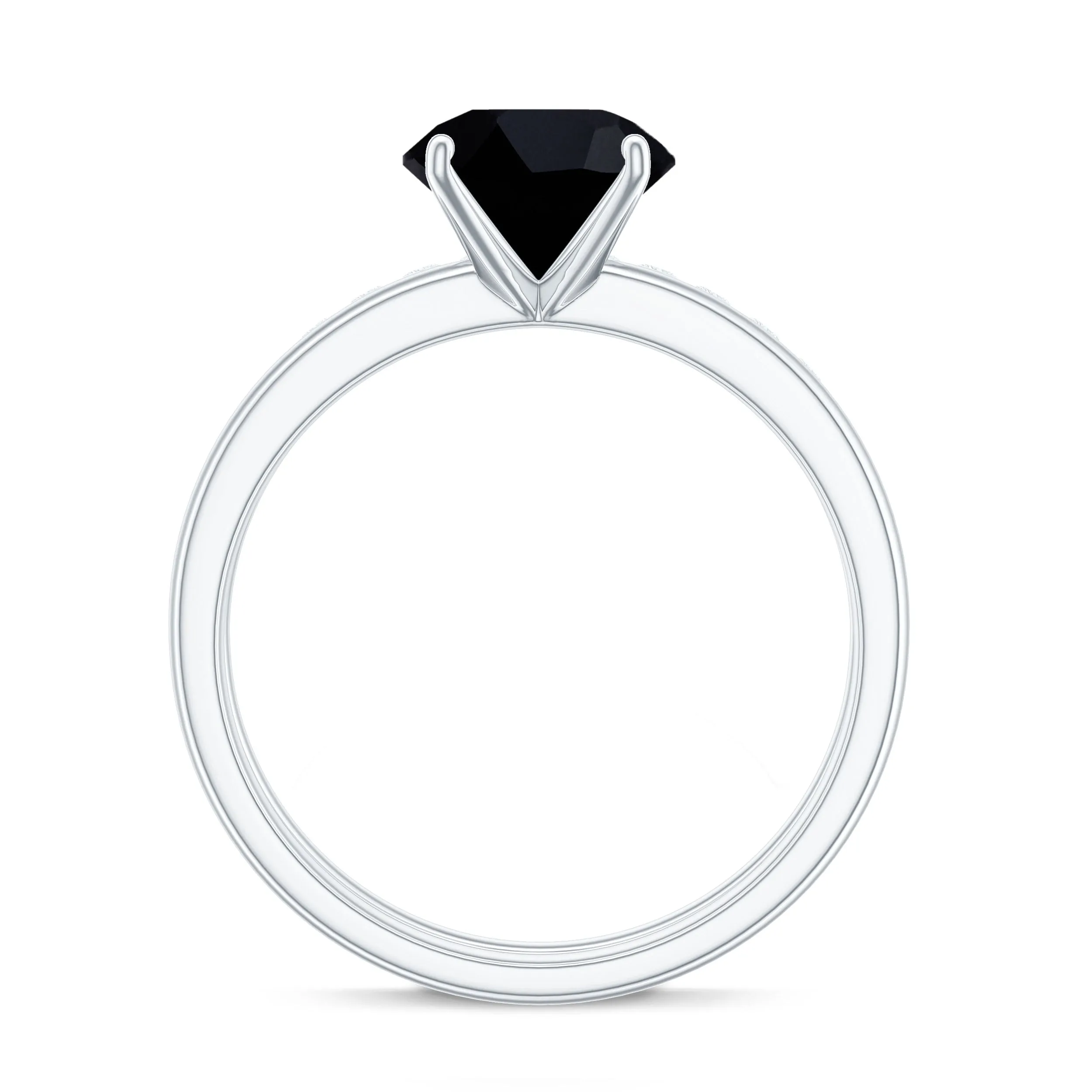 1.75 CT Solitaire Black Onyx Wedding Ring Set with Diamond