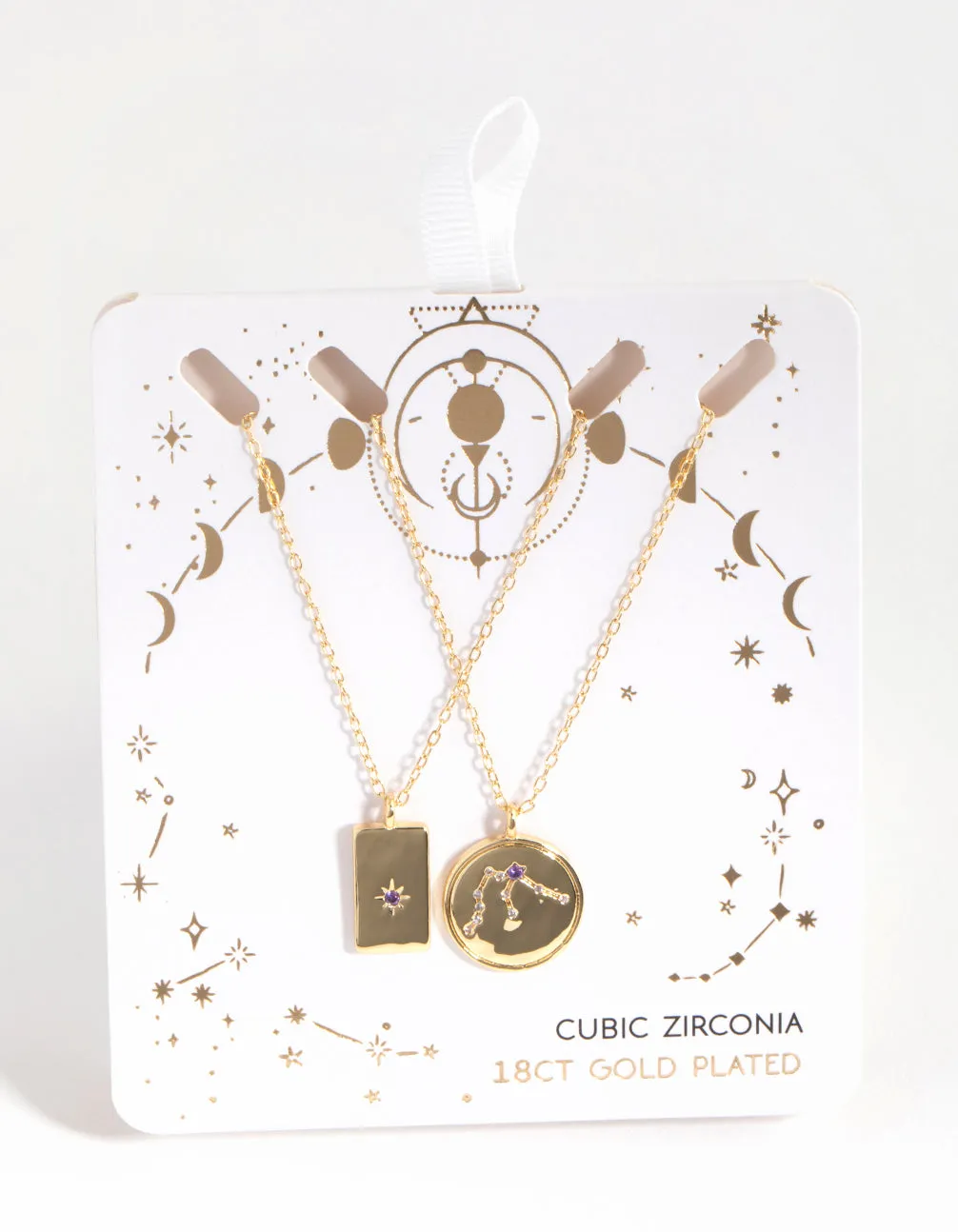 18ct Gold Plated Cubic Zirconia Aquarius Necklace Set