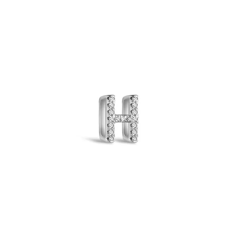 18k Gold Initial Letter "H" Diamond Pendant