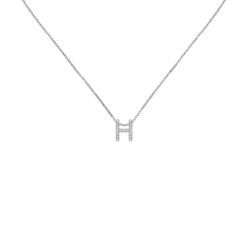18k Gold Initial Letter "H" Diamond Pendant