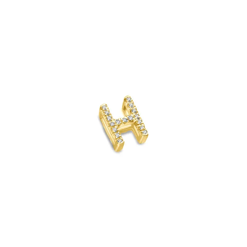 18k Gold Initial Letter "H" Diamond Pendant