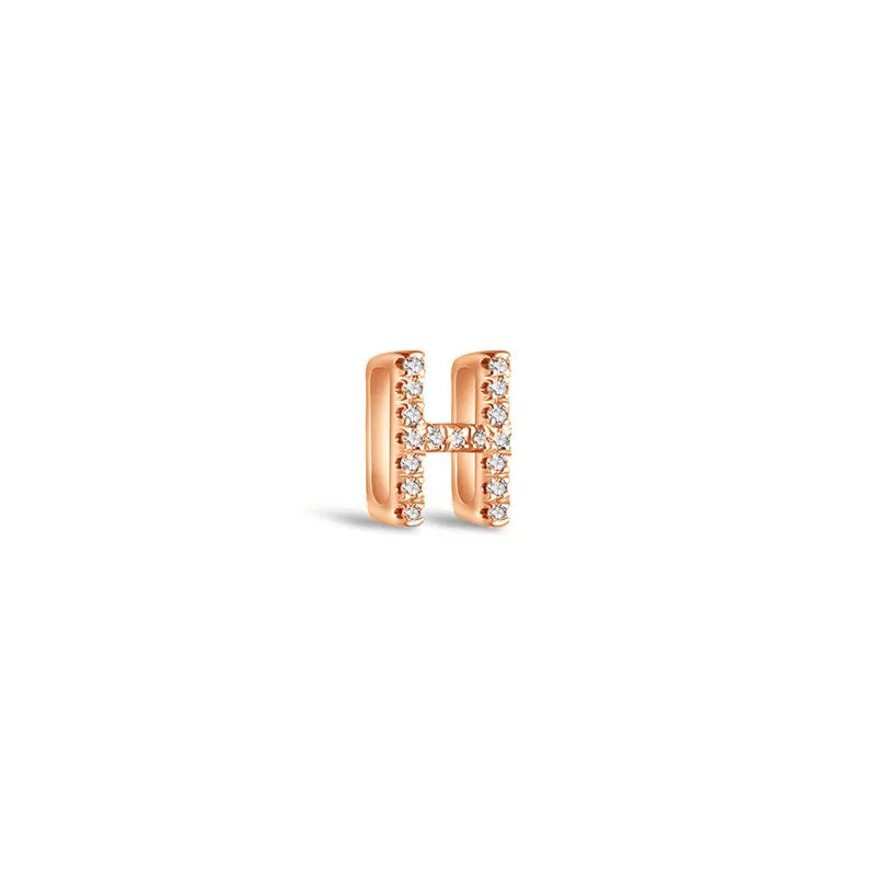 18k Gold Initial Letter "H" Diamond Pendant