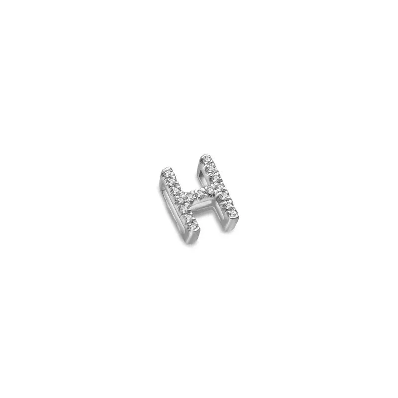 18k Gold Initial Letter "H" Diamond Pendant