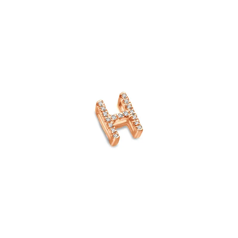 18k Gold Initial Letter "H" Diamond Pendant