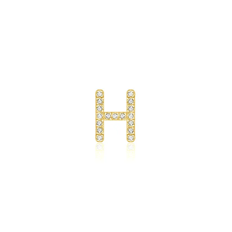 18k Gold Initial Letter "H" Diamond Pendant