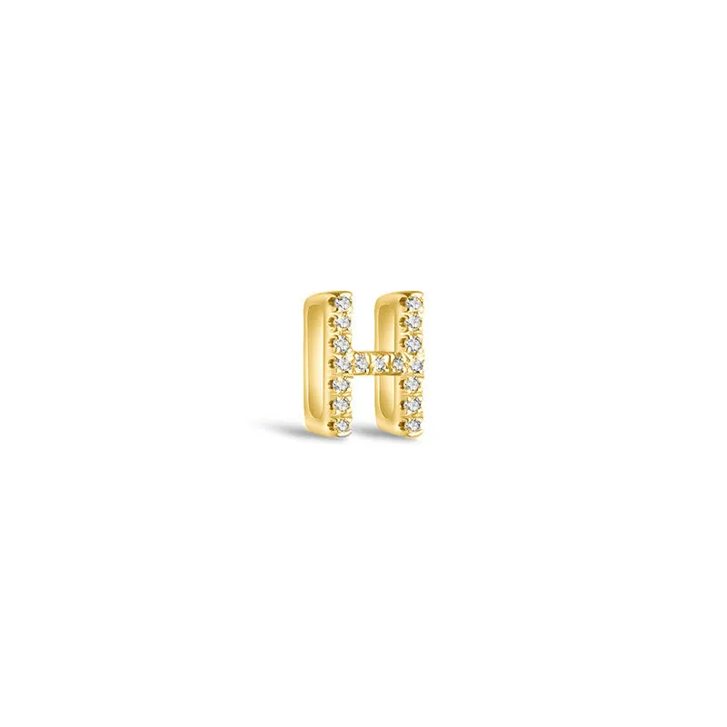 18k Gold Initial Letter "H" Diamond Pendant