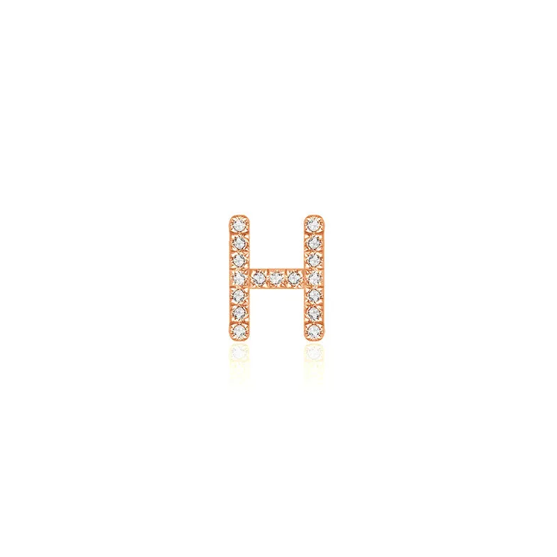 18k Gold Initial Letter "H" Diamond Pendant