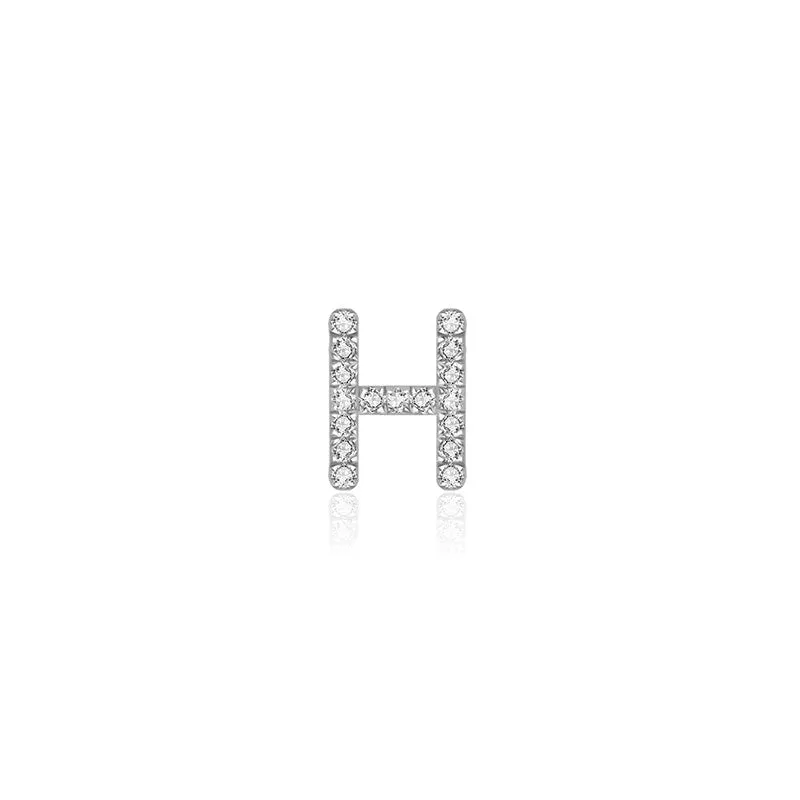 18k Gold Initial Letter "H" Diamond Pendant