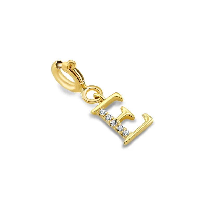 18k Gold Letter "E" Diamond Charms