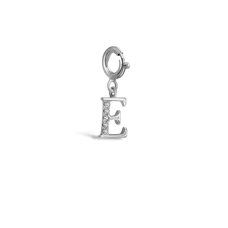 18k Gold Letter "E" Diamond Charms