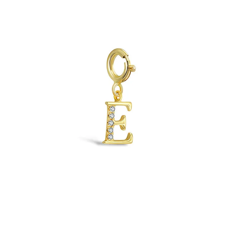 18k Gold Letter "E" Diamond Charms