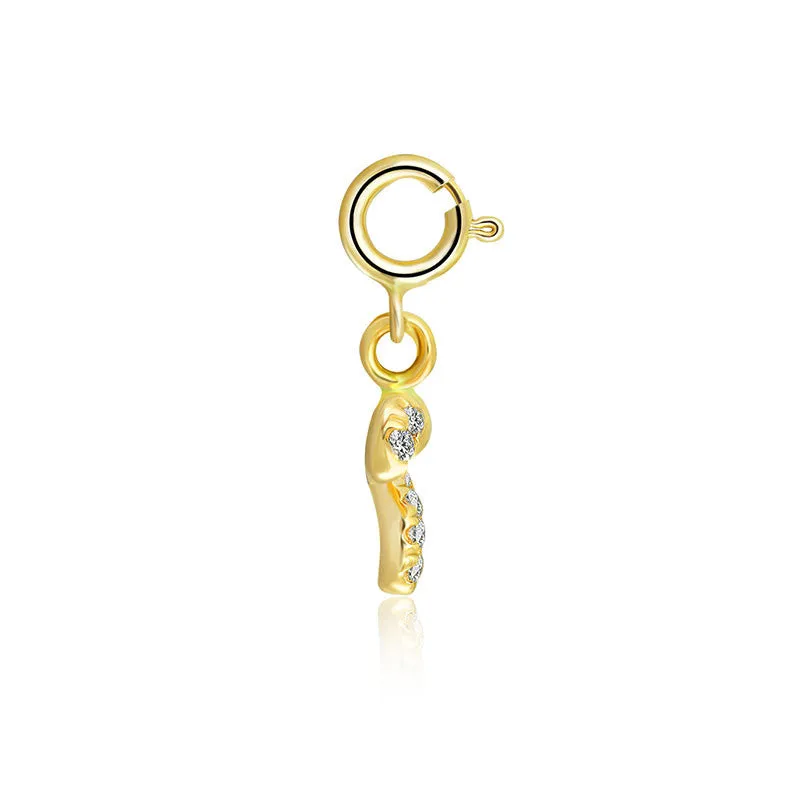 18k Gold Ribbon Bow Diamond Charms