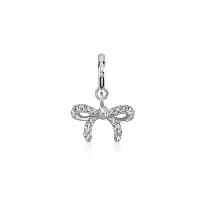 18k Gold Ribbon Bow Diamond Charms