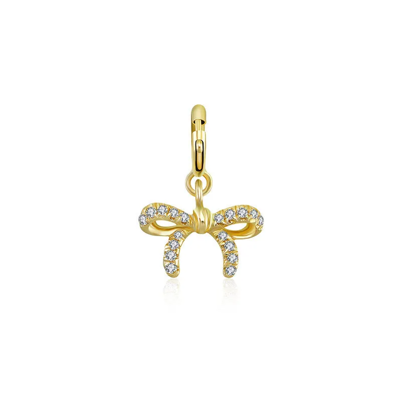 18k Gold Ribbon Bow Diamond Charms