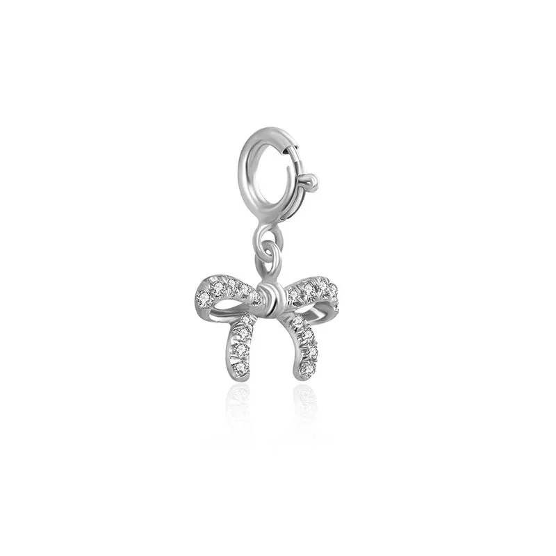 18k Gold Ribbon Bow Diamond Charms