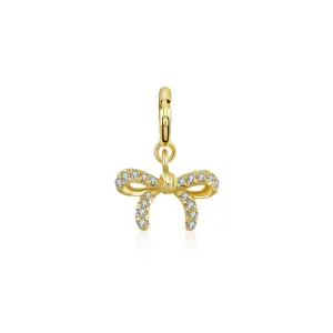 18k Gold Ribbon Bow Diamond Charms