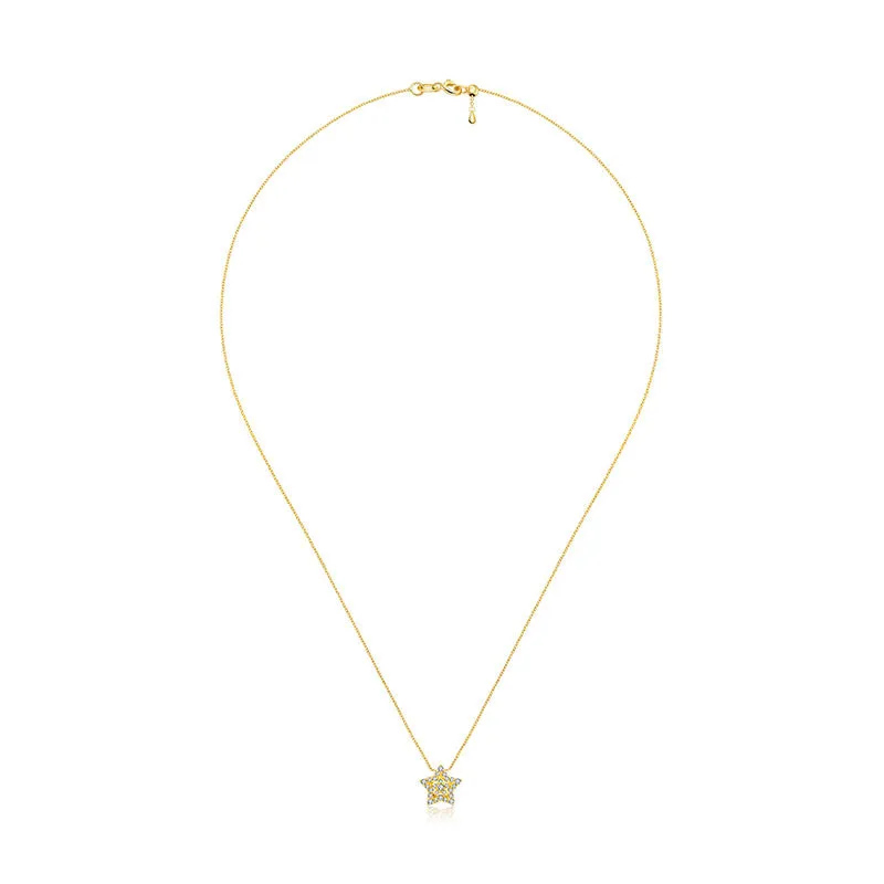 18k Gold Star Shape Diamond Necklace
