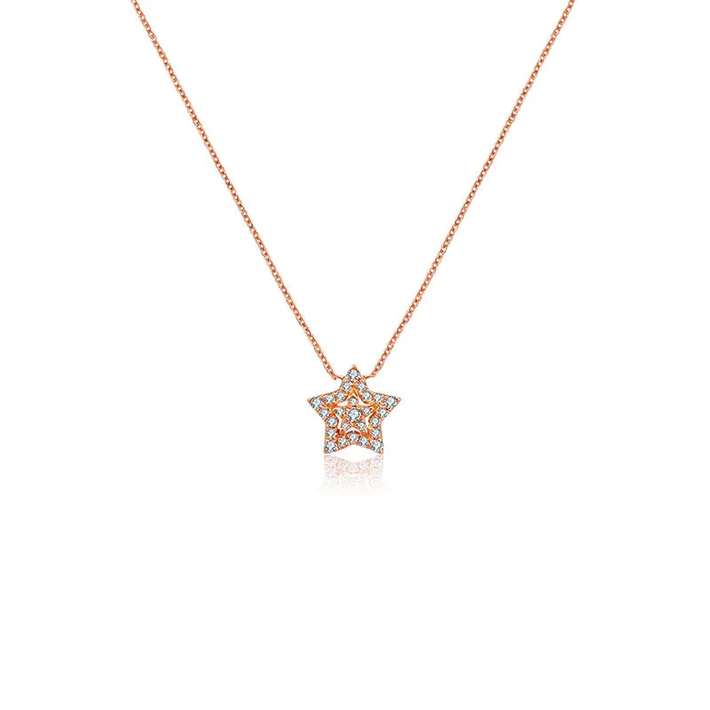 18k Gold Star Shape Diamond Necklace