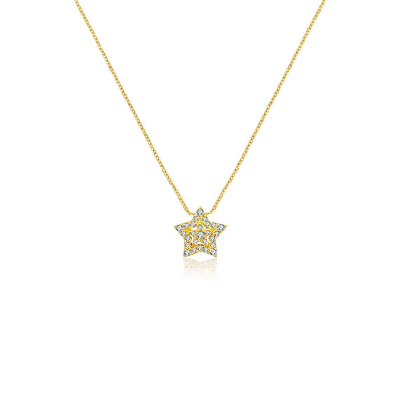 18k Gold Star Shape Diamond Necklace