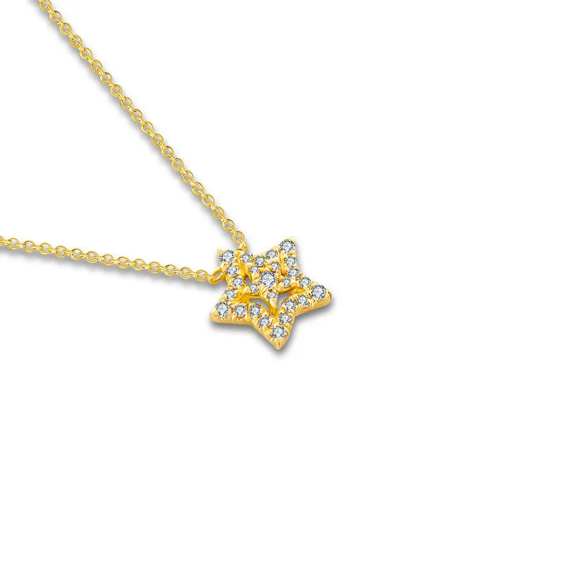 18k Gold Star Shape Diamond Necklace