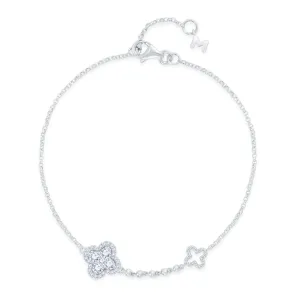 18K White Gold Diamond Clover Bracelet