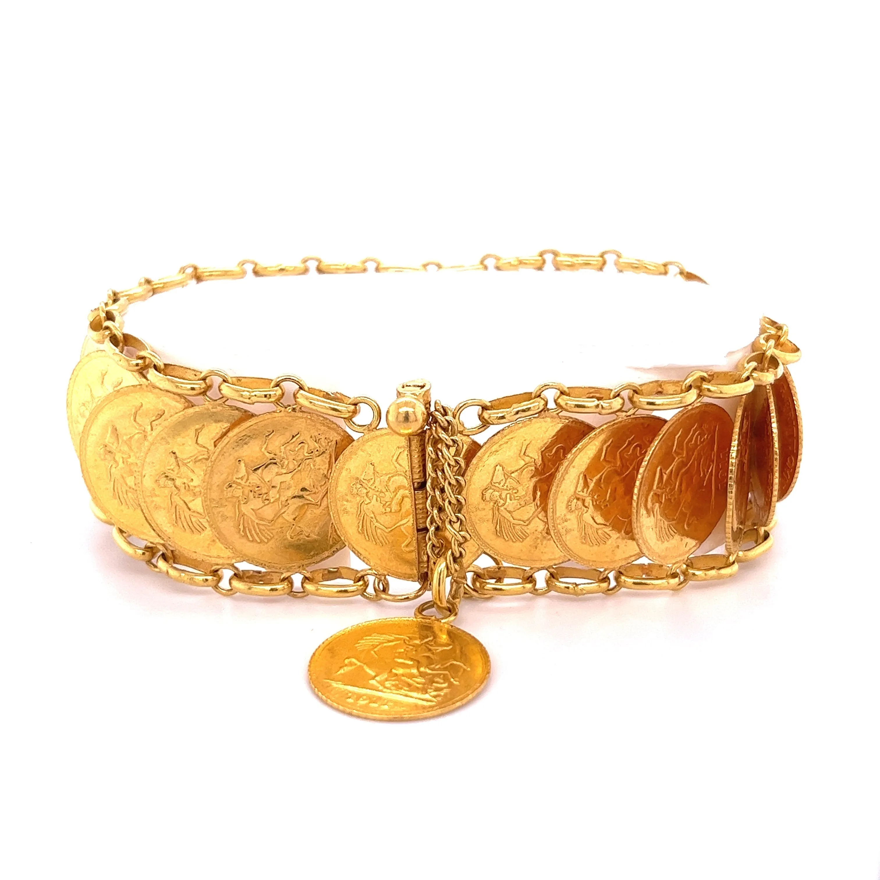 1911 King George V British Royal Mint Gold Coin Bracelet in 22k Gold | Replica