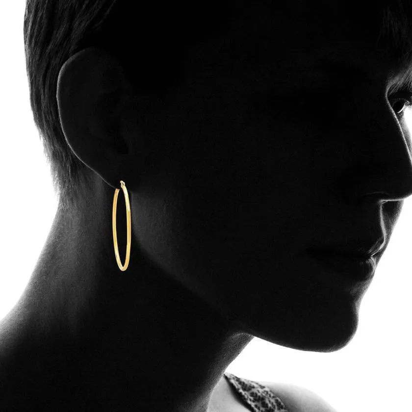 2-Pairs: Stainless Steel 50mm Hoop Earring Set