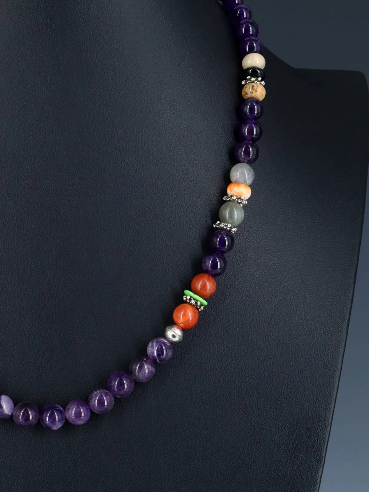 20" Navajo Single Strand Beaded Amethyst Necklace