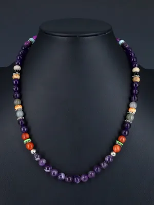 20" Navajo Single Strand Beaded Amethyst Necklace