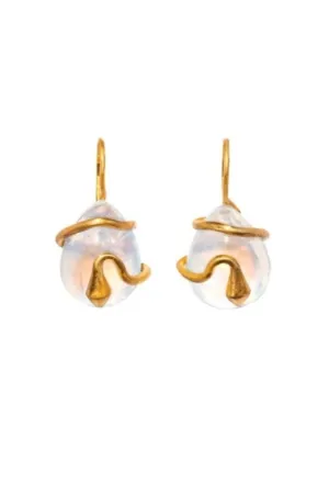 22K Yellow Gold Rainbow Moonstone Snake Cabochons