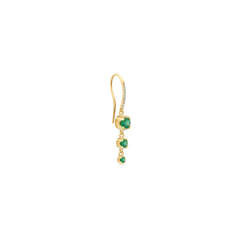 3 Graduated Illusion Set Emerald Earrings