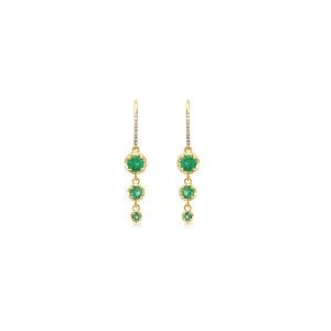 3 Graduated Illusion Set Emerald Earrings