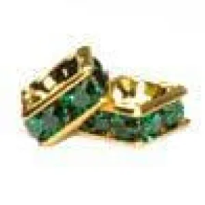 4mm Gold Plate Squaredell - Emerald (Sold by the piece)