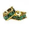 4mm Gold Plate Squaredell - Emerald (Sold by the piece)
